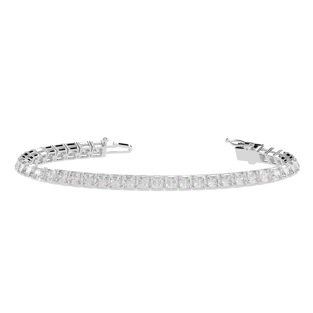 41V-crVao4L 10 Carat 14K White Gold Asscher Shape Lab Grown Diamond Classic Tennis Bracelet 4-Prong Setting for Women (E-F Color, VS2-SI1 Clarity) - Image 1