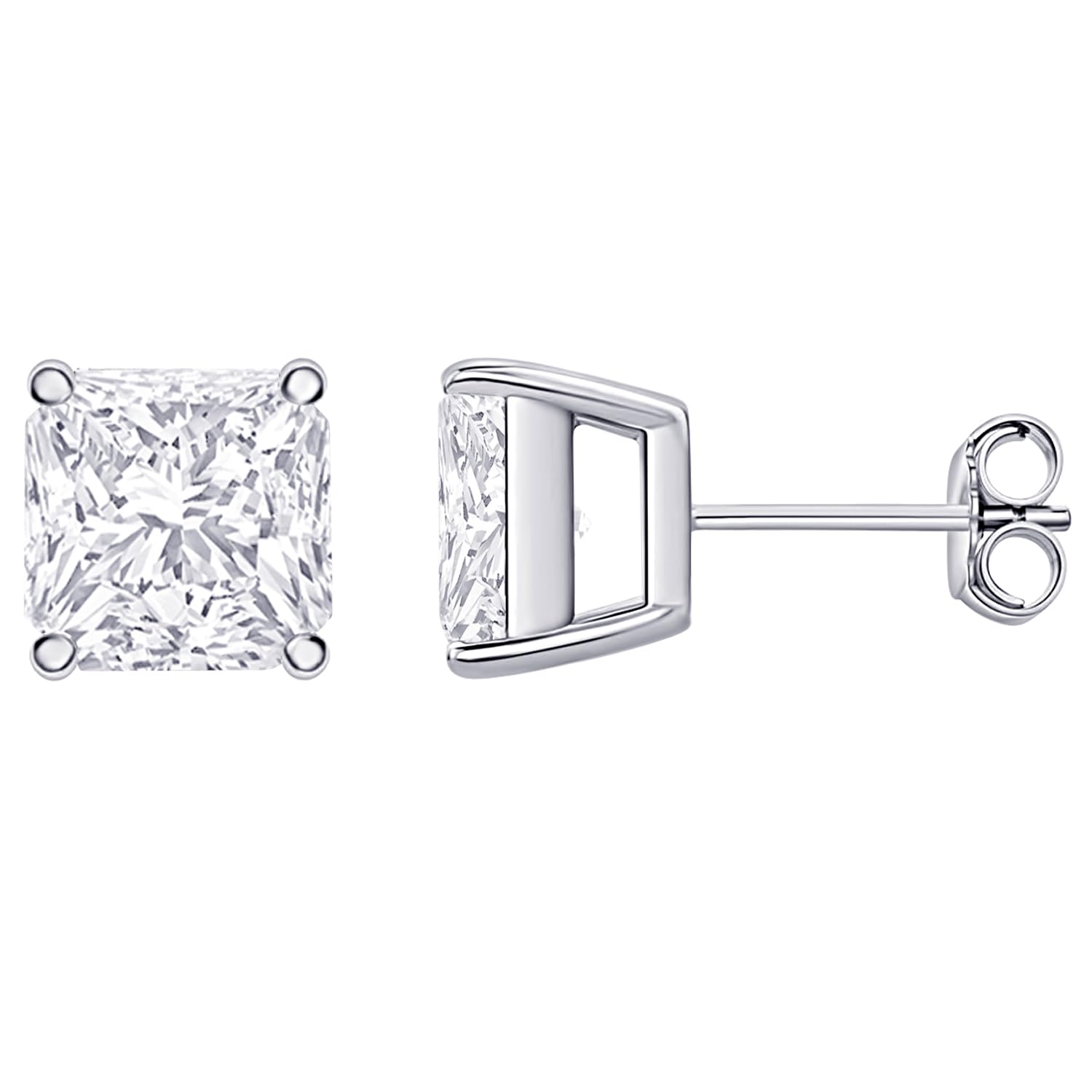 511dIWuA4ZL 14K White Gold 1.5 Carat Asscher Shape LAB GROWN Diamond IGI Certified Stud Earrings for women 4 Prong Push Back (E/F Color VS2/SI1 CLARITY) - Image 1