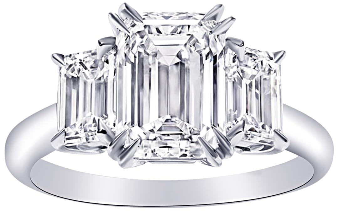 51fWJ1-7nJL Houston Diamond District 1 to 10 Carat 3 Three Stone Emerald LAB GROWN Diamond Engagement Ring (F-G Color VS1-VS2 Luxury Collection) Platinum 10 Carat Size-8 - Image 1