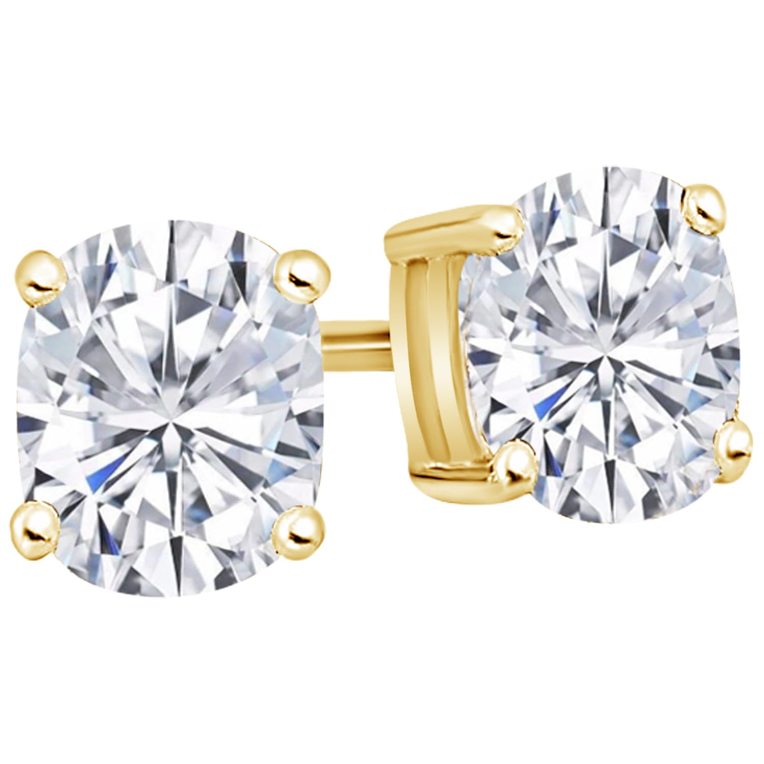 61-X2PLSL-L 18K Yellow Gold 10.0 Carat Cushion Shape LAB GROWN Diamond IGI Certified Stud Earrings for women 4 Prong Push Back (E/F Color VS2/SI1 CLARITY) - Image 1