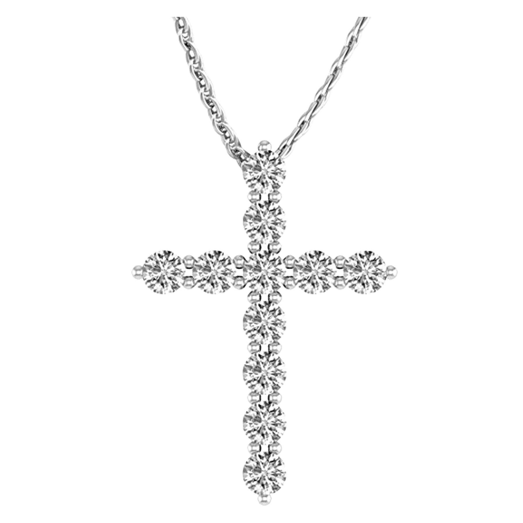 61sDj5KaolL Houston Diamond District 0.5 to 10 Carat IGI Certified LAB-GROWN Cross Diamond Pendant Necklace 4 Prong Value Collection (G-H Color VS1-VS2 Clarity) Platinum 20" Silver Chain 10 Carat - Image 1