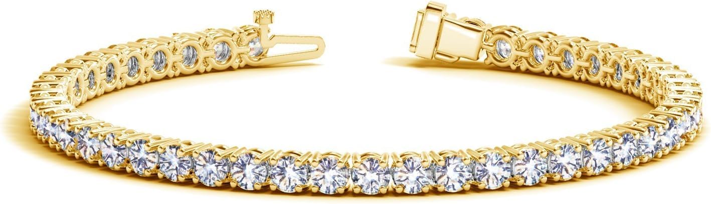 61tu6lYMwVL Houston Diamond District 2 to 20 Carat Real Certified Classic Natural Diamond Tennis Bracelet Value Collection 14K Yellow Gold 20 Carats 6.5 Inches - Image 1